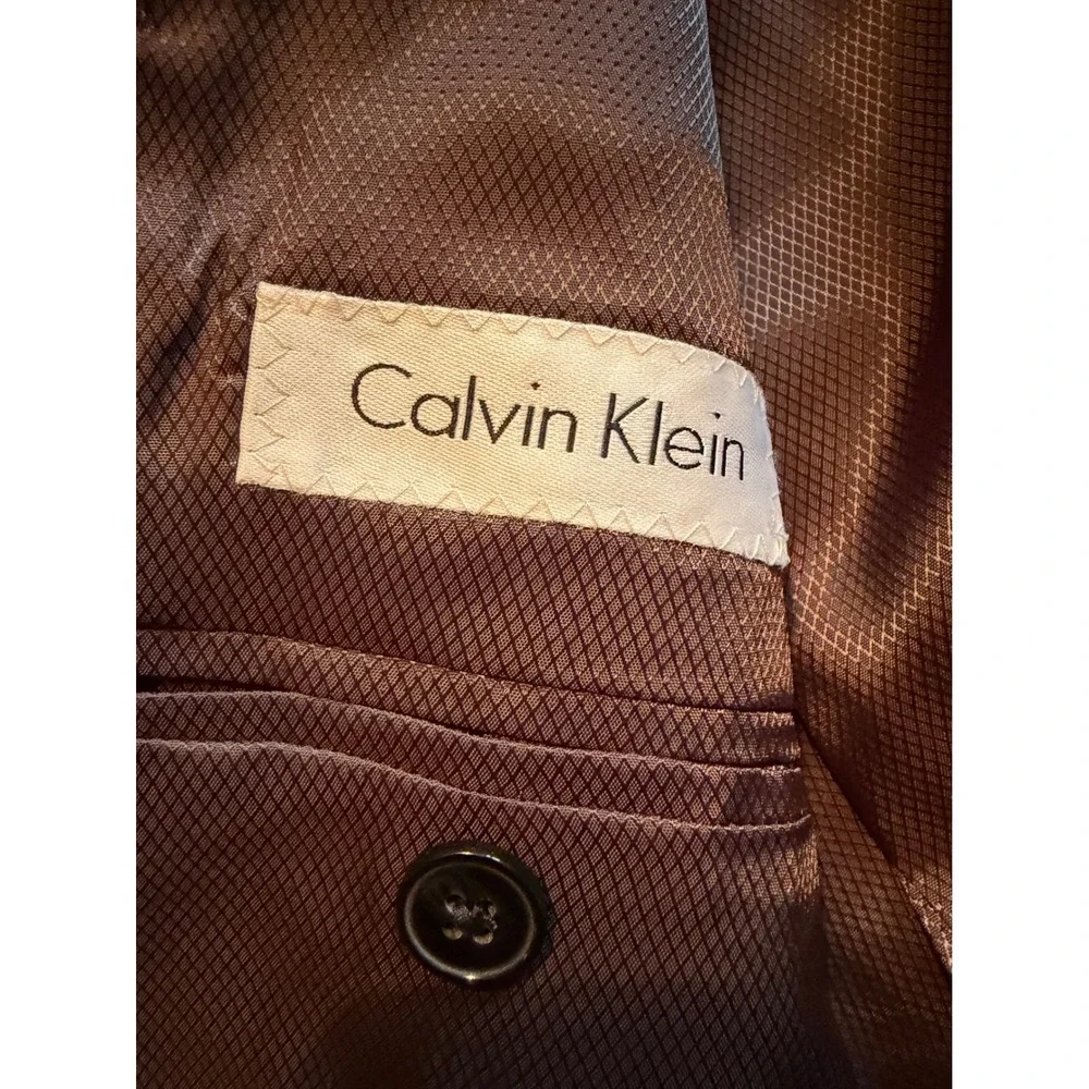Calvin Klein Mens 100% Wool 2-Button Suit Jacket Blazer Black 40L RN 90736